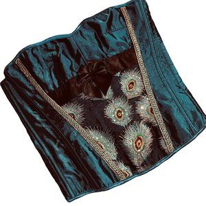 blue peacock corset